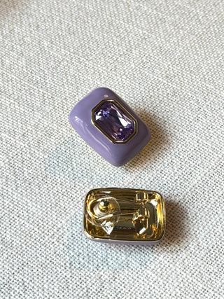 mor taşlı pirinç detaylı küpe - zirkonyum taşlı küpe - lumiere küpe - özel tasarım küpe - firera atelier