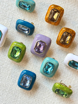 taşlı pirinç detaylı küpe - zirkonyum taşlı küpe - lumiere küpe - özel tasarım küpe - firera atelier