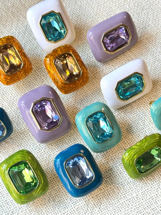 taşlı pirinç detaylı küpe - zirkonyum taşlı küpe - lumiere küpe - özel tasarım küpe - firera atelier