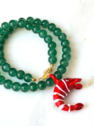 değersiz taş ve pirinç detaylı kolye - murano karides kolye uçlu kolye - marea verde kolye - özel tasarım kolye - firera atelier