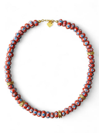 chevron taşlı pirinç detaylı kolye - mavi kırmızı taşlı kolye - aran di mare kolye - özel tasarım kolye - firera atelier