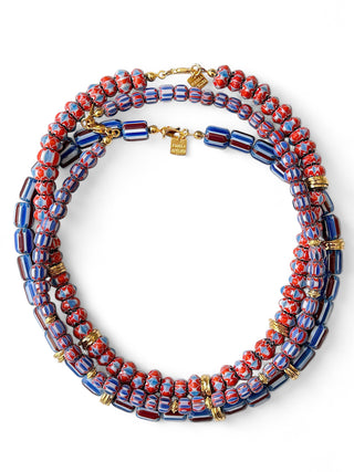 Chevron taşlı pirinç detaylı kolye - mavi kırmızı taşlı kolye - aran di mare kolye - özel tasarım kolye - firera atelier
